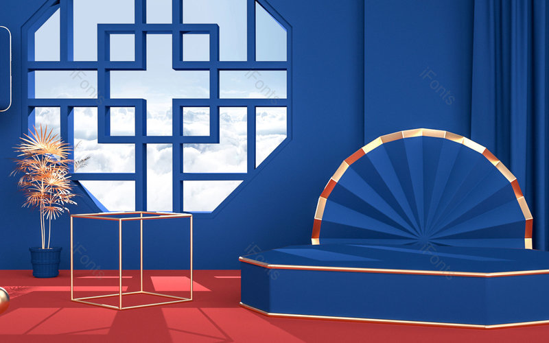 时尚复古C4D立体空间创意背景,插画/手绘图,插画/手绘图库,插画/手绘图下载,插画/手绘